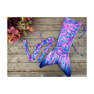 Mertailor Infant & Toddler Mermaid Tail & Bikini Top Set Pink Purple Blue Stretc